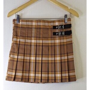 No Boundaries Y2K Plaid Pleated Mini Skirt M Buckle Grunge School Girl Bloke Cor